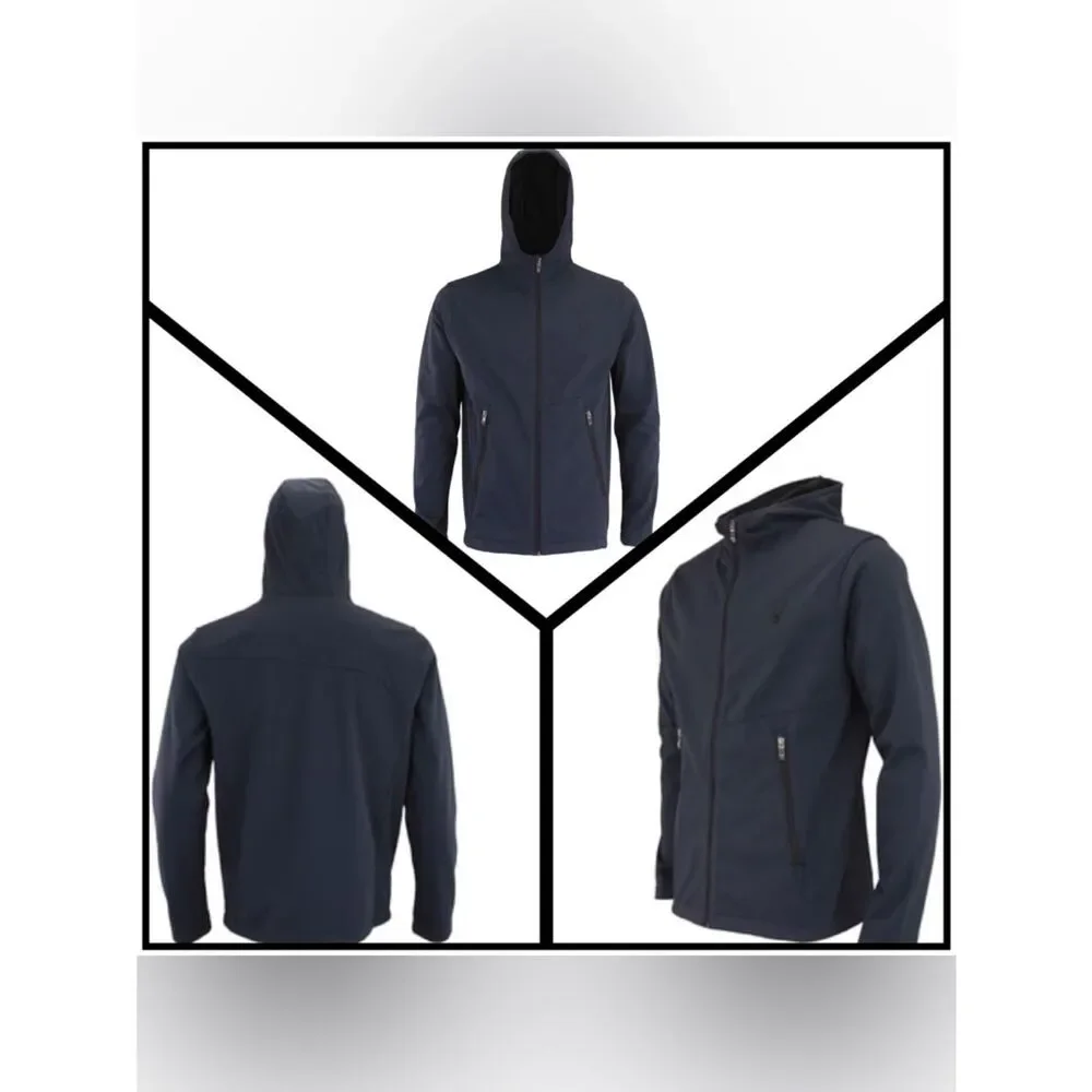SPYDER MEN'S TRANSFORM HOODED SOFT SHELL JACKET, COLOR: POLAR (Dark Blue) Large